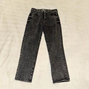 Black Washed Mom Wide Leg Jeans